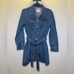 Zara Indigo Denim Belted dress